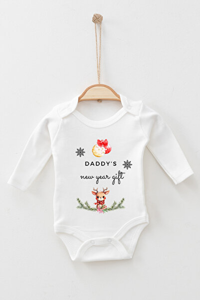 ADABEBEK 100% Cotton Daddy New Years Long Sleeve Bodysuit Baby Bodysuit