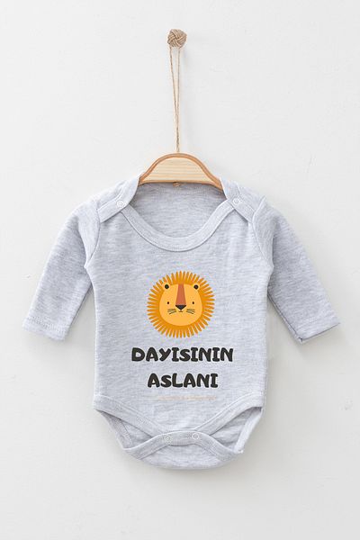 ADABEBEK 100% Cotton Organic Uncle's Lion Long Sleeve Bodysuit Baby Bodysuit