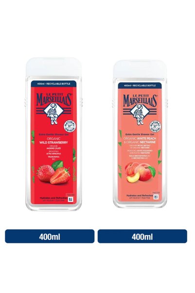 Le Petit Marseillais Mediterranean Strawberry Shower Gel 400ml + Peach and Ne...
