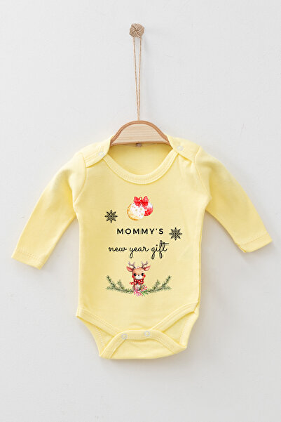 ADABEBEK 100% Cotton Momy New Years Long Sleeve Bodysuit Baby Bodysuit