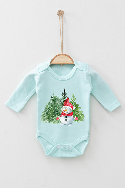 ADABEBEK %100 Pamuk Yılbaşı Kardan Adam Christmas Uzun Kollu Body Badi Bebek ...