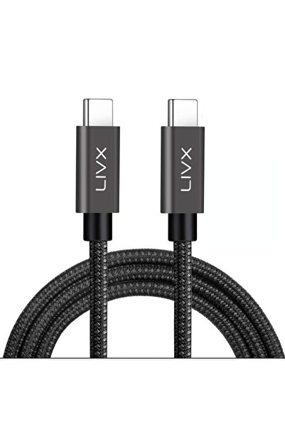 LivX Solid 100w 5a Type C To Iphone 15 Pro Max Uyumlu Hızlı Şarj Data Kablosu Halat Örgülü Space 3 Metre