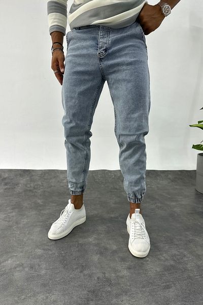 MADZEYMODA Ανδρικό τζιν τζιν με λάστιχο Lycra ανοιχτό μπλε