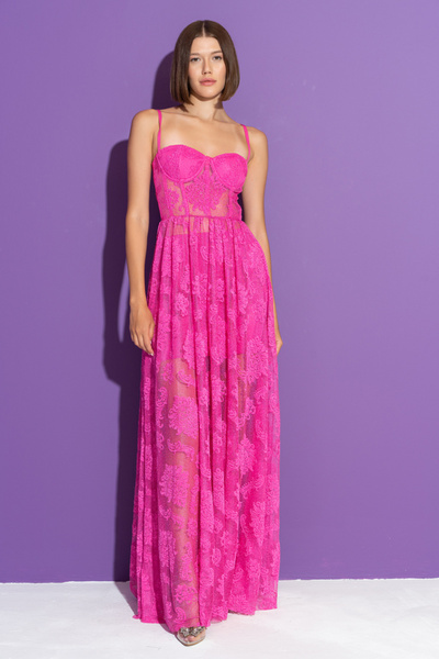 Kikiriki Strappy Long Guipure Dress