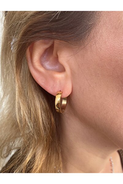 xesha Altın Kaplama Çelik Küpe Halka Tasarım Kadın Küpesi 2 Yıl Garantili