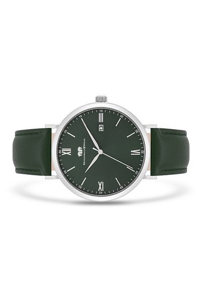 Rhodenwald & Söhne Quarzuhr Herren Quarzuhr silber Echtleder blau