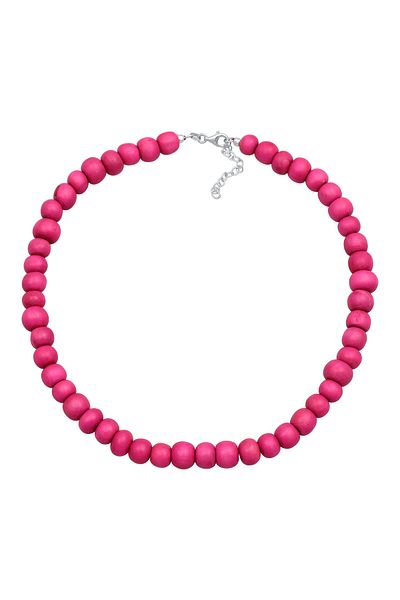 ELLI Halskette Choker Holzperlen Pink 925 Silber
