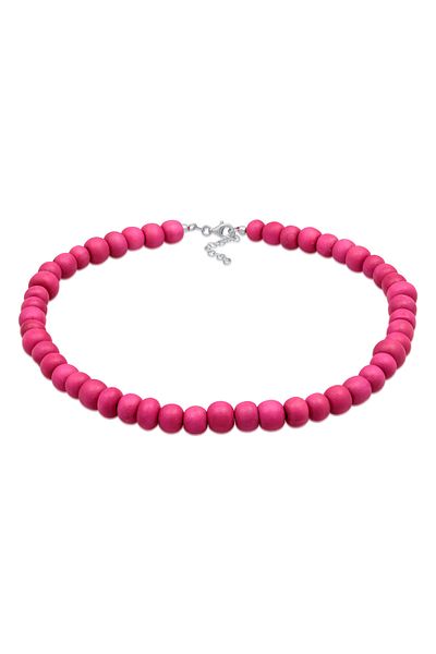 ELLI Halskette Choker Holzperlen Pink 925 Silber