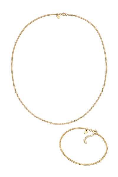 KUZZOI Schmuckset Panzerarmband Kette Basic 925 Silber