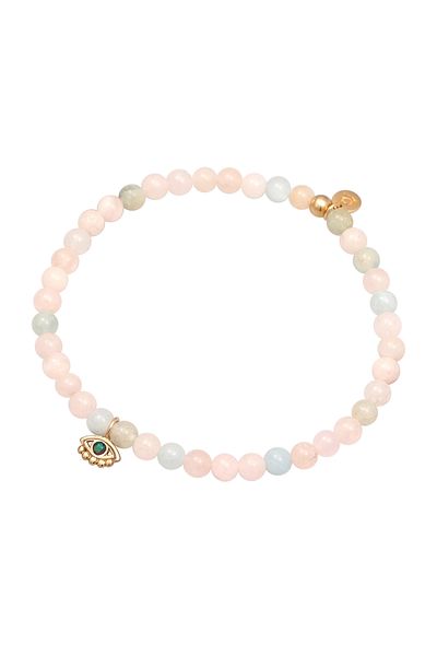 ELLI Armband Premium Armband Damen Nazar Auge Sommer mit Morganit Perlen in 925 Sterling Silber G