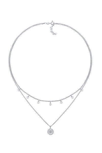 ELLI 925 Silber Halskette - Layer Plattchen Disc Sonne Designed