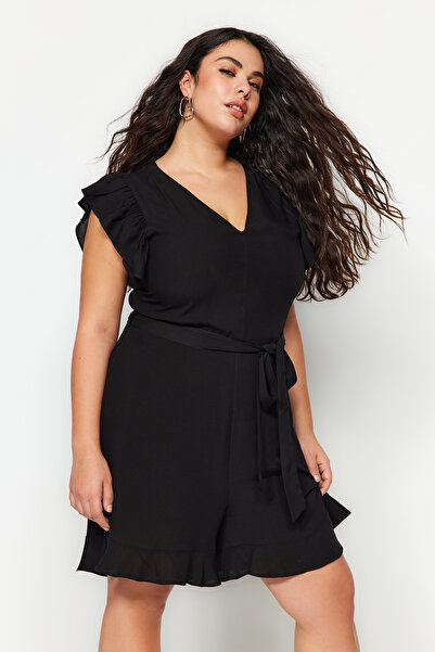 Trendyol Curve Black Belted Woven Overal TBBSS22TU0184