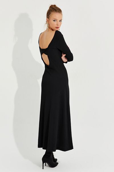 Cool & Sexy Rochie midi de damă neagră, cu detaliu la spate, camisole, EY2603