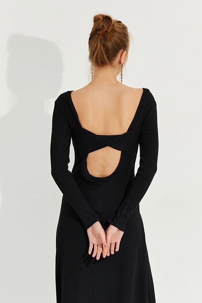 Cool & Sexy Rochie midi de damă neagră, cu detaliu la spate, camisole, EY2603