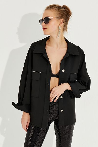 Cool & Sexy Dámská černá košile Skuba KED7015