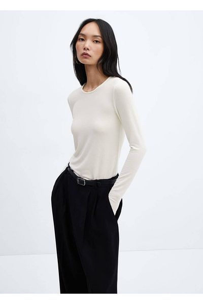 MANGO Woman Round Neck Knitwear T-Shirt