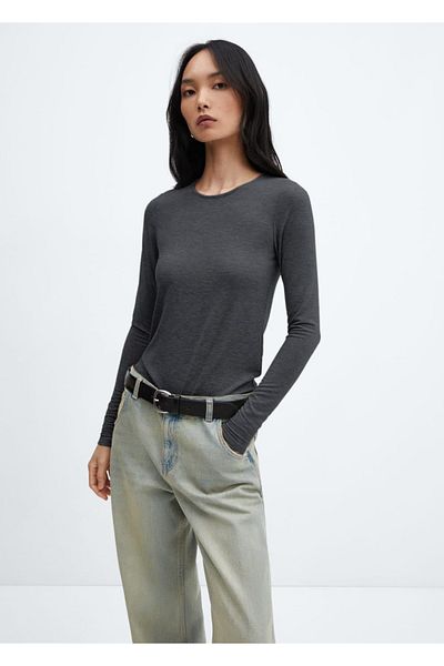 MANGO Woman Round Neck Knitwear T-Shirt