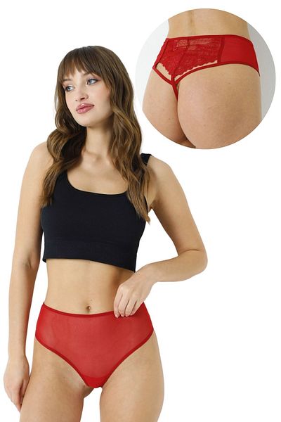 Özlem & Donex Tulle Fabric Back Lace Detailed Fancy Bato Model Women's Panties