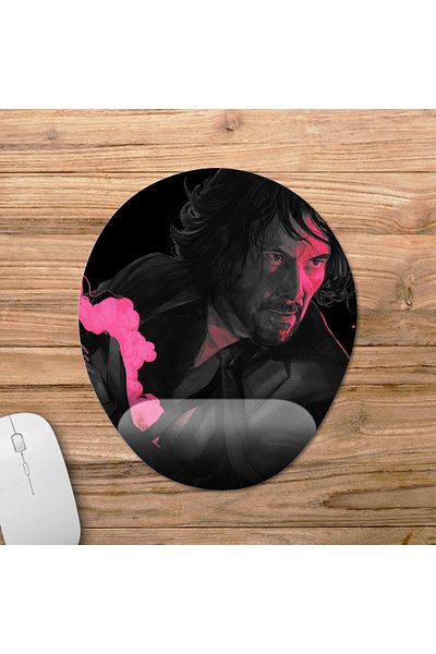 Pixxa موديل لوحة ماوس John Wick 4 مع مسند للمعصم - 4 بيضاوي