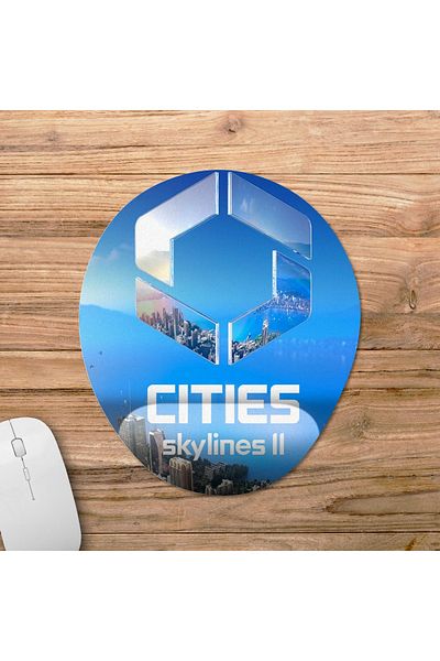 Pixxa Cities: Skylines 2 موديل لوحة ماوس مع مسند للمعصم - 1 بيضاوي