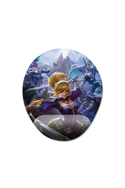 Pixxa Mobile Legends - موديل لوحة ماوس يدعم المعصم من Eudora - 4 بيضاوي
