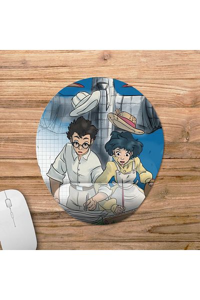 Pixxa The Wind Rises - Wind Rises - موديل لوحة ماوس ستوديو جيبلي مع مسند للمعصم - 2 بيضاوي
