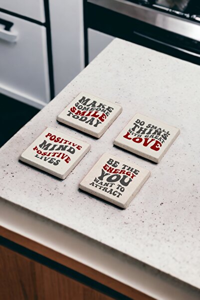 Baumatelier مجموعة مكونة من 4 قطع من قواعد الأكواب المصنوعة من حجر الترافرتين...