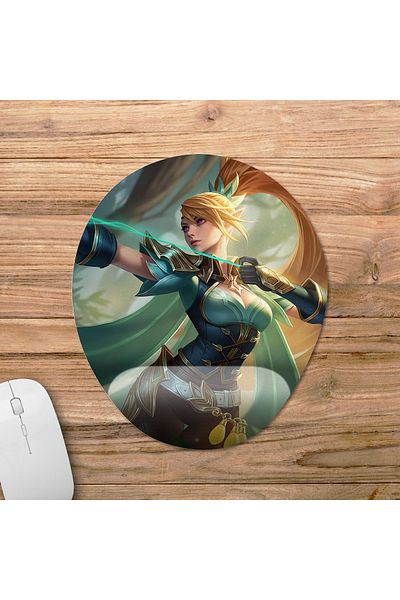 Pixxa Mobile Legends - موديل لوحة ماوس Miya مع دعم للمعصم - 3 بيضاوي