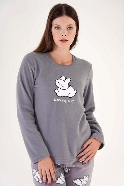 VİENETTA Set de pijamale cu mâneci lungi, cu gât rotund, din lână afumată
