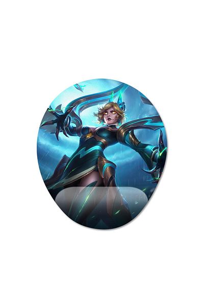 Pixxa Mobile Legends - موديل لوحة ماوس يدعم المعصم من Eudora - 3 بيضاوي