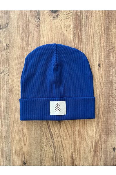 DRESSIFY RIBANA KNITTED PRINT UNISEX BLUE BEANIE