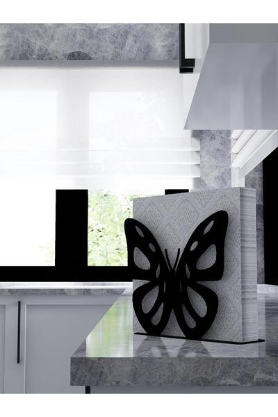 M&C Concept Kelebek Metal Desenli Peçetelik - Siyah