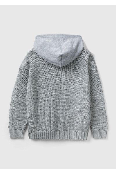 United Colors of Benetton Pulover Gri Melange Brodat pentru Băiat