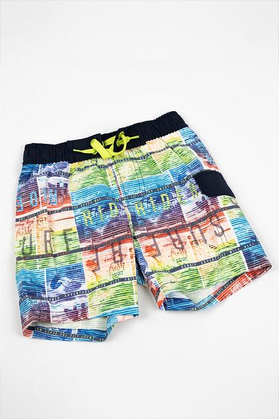 Adisia Boy's Navy Blue Color Print Detailed Shorts Swimsuit