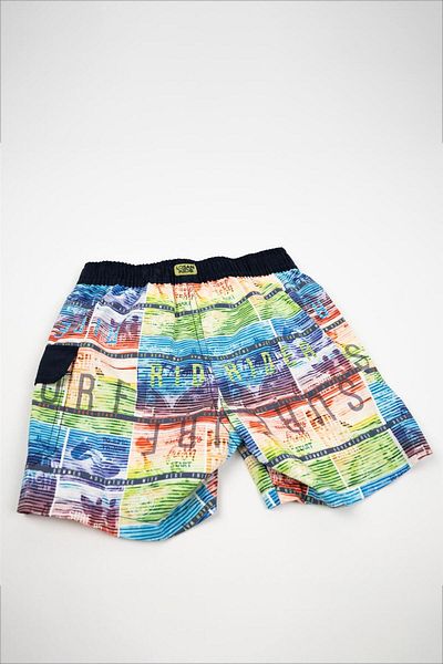 Adisia Boy's Navy Blue Color Print Detailed Shorts Swimsuit