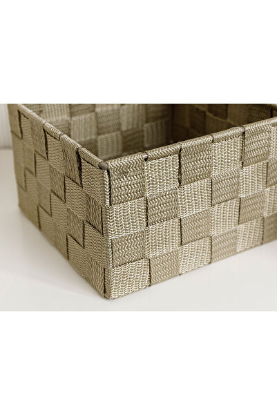 English Home Dark Beige Shine Polypropylene Basket - 17X17X10.5 cm