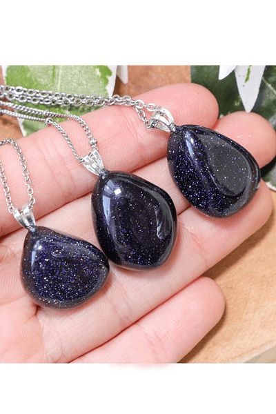 Tesbih Atölyesi Certified Timbil Model Real Dark Blue Star Stone Necklace