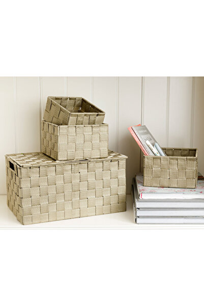 English Home Dark Beige Shine Polypropylene Basket - 17X17X10.5 cm