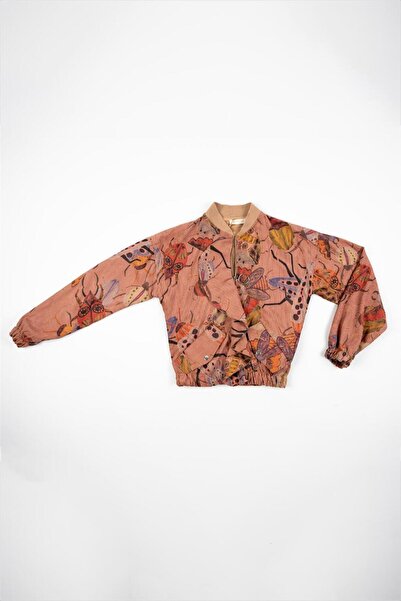 Adisia Kadın Gül Kurusu Desenli Cep Detaylı Mevsimlik Ceket