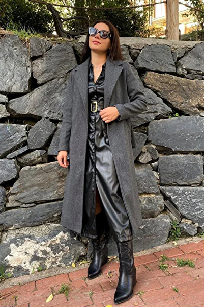 My Blog Geräucherter, mit Gürtel gefütterter Kaschmirmantel mit Taschendetail