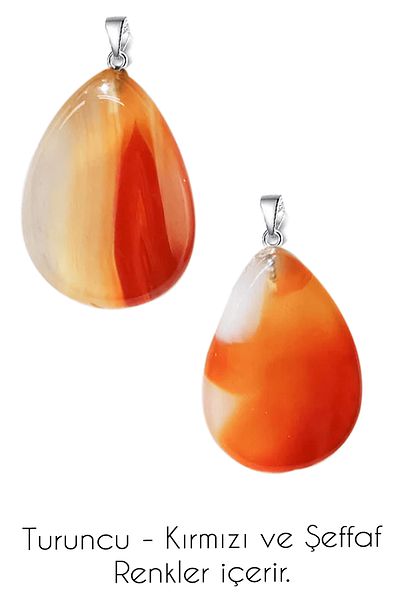 Tesbih Atölyesi Certified Drop Model Real Carnelian Agate Stone Necklace