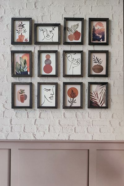 Wooden Factory Σετ με μοτίβο Boho 12, MDF 3 mm με μαύρο ξύλινο πλαίσιο, εκτύπωση UV