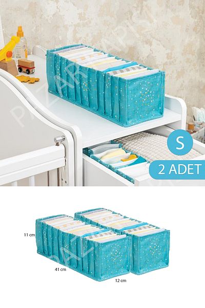 Pazar Kapısı Organizator sertar acordeon pentru camera bebelusului 2 piese Albastru Marimea S
