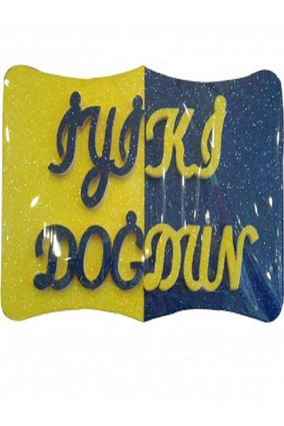 Kazanabil YELLOW NAVY BLUE FOAM DOOR WALL DECORATION WITH HAPPY BIRTHDAY WRITTEN