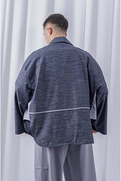 LoFiBuy Unisex Oversize Bel Kısmından Biyeli Ceket - Threee