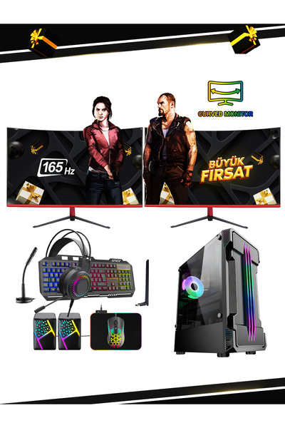 RAMTECH BİLGİSAYAR RG540-1030 M165 DUO i5-4570 16RAM 480SSD RX550 23,6 CURVED ÇİFT MONİTÖRLÜ OYUN BİLGİSAYARI