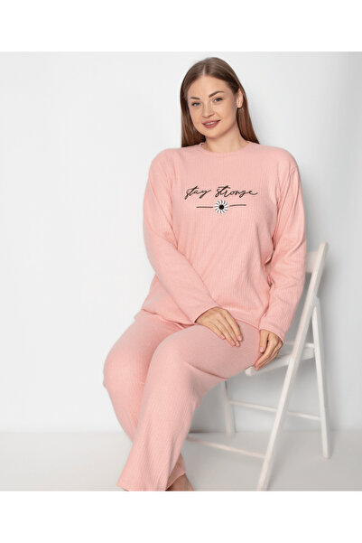 ZBTEKS Σετ μακρυμάνικης πιτζάμας Winter Plus Size Κεντητή