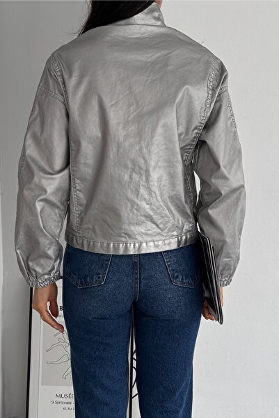 FEMELLE Women's Gray Buttoned Gilded Jacket