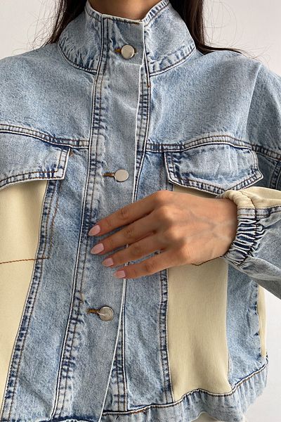 FEMELLE Jachetă de blugi din denim cu buzunar cu nasturi