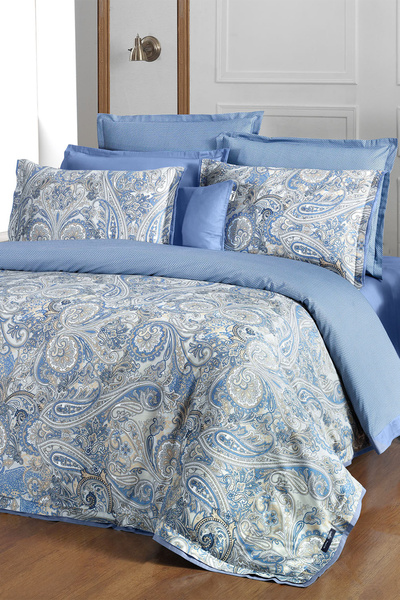 Sarev Σετ Παπλωματοθήκη Volga Blue Double 300 TC 100% Βαμβακερό Σατέν